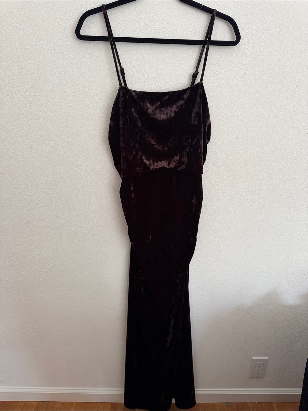 Taylor Velvet Slip Maxi Dress in Dark Brown